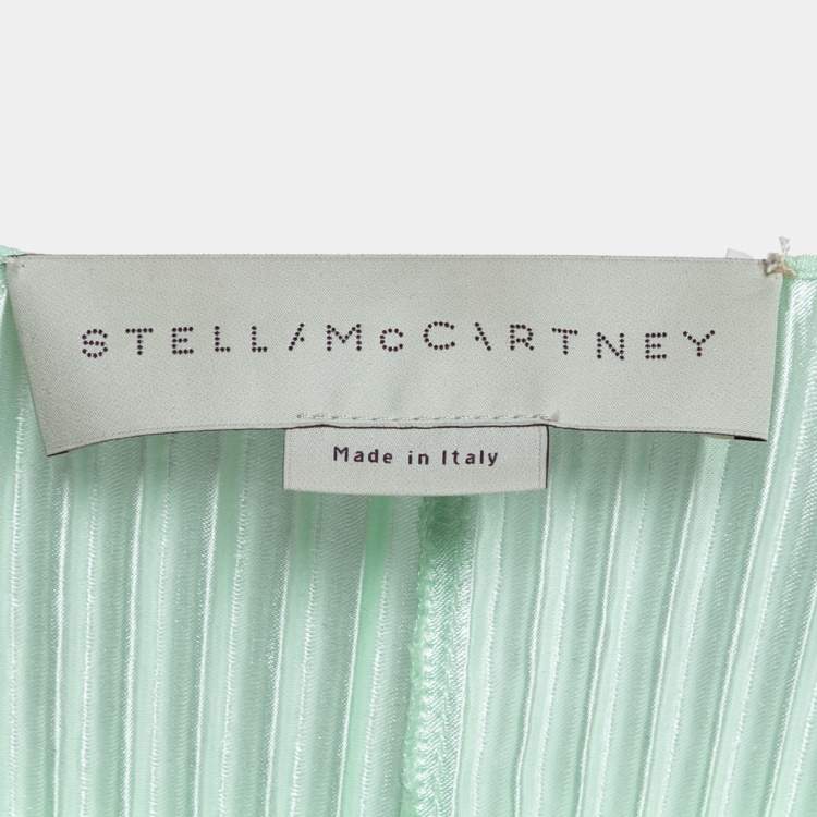 Pre Owned Stella McCartney Orange Plisse Satin Paneled Midi Dress S
