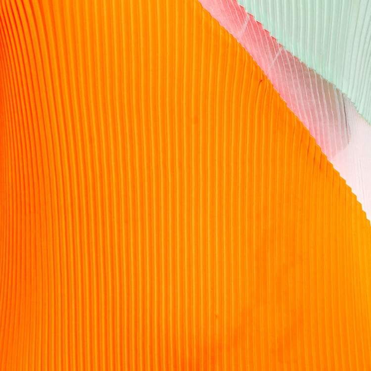 Pre Owned Stella McCartney Orange Plisse Satin Paneled Midi Dress S