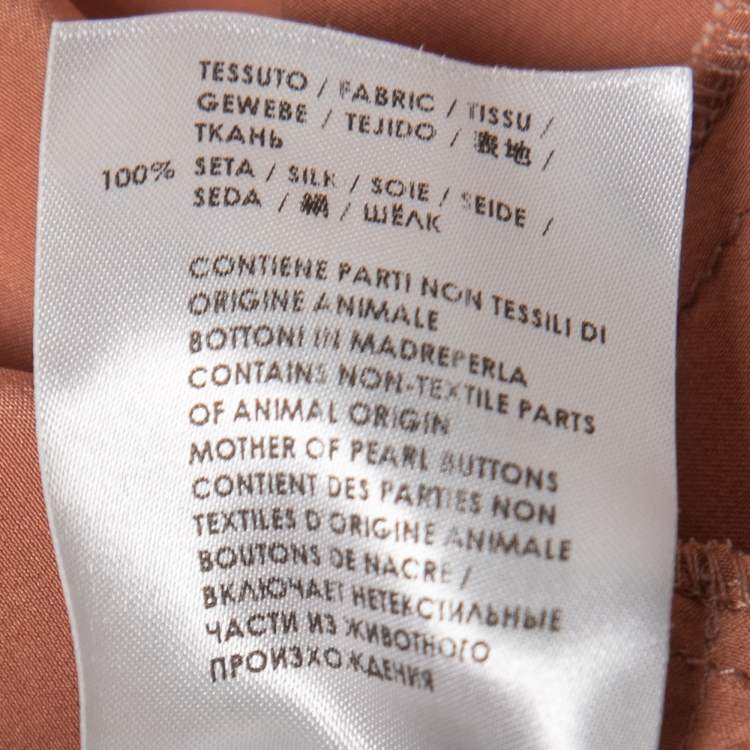 Pre Owned Stella McCartney Light Brown Silk Crepe Asymmetrical Hem Button Front Shirt M