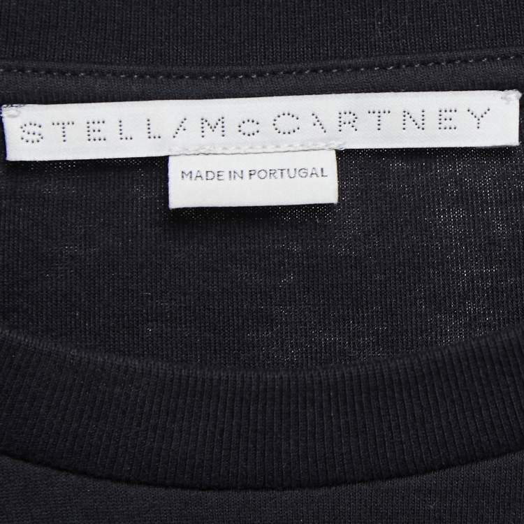 Pre Owned Stella McCartney Navy Blue Knit Logo Trim Detail Sweatshirt M
