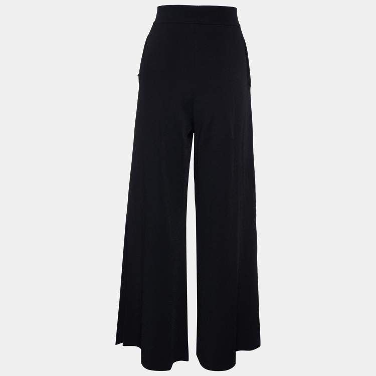 مملوكة مسبقًا Stella McCartney Black Knit Side Slit Detail Flared Leg Trousers S