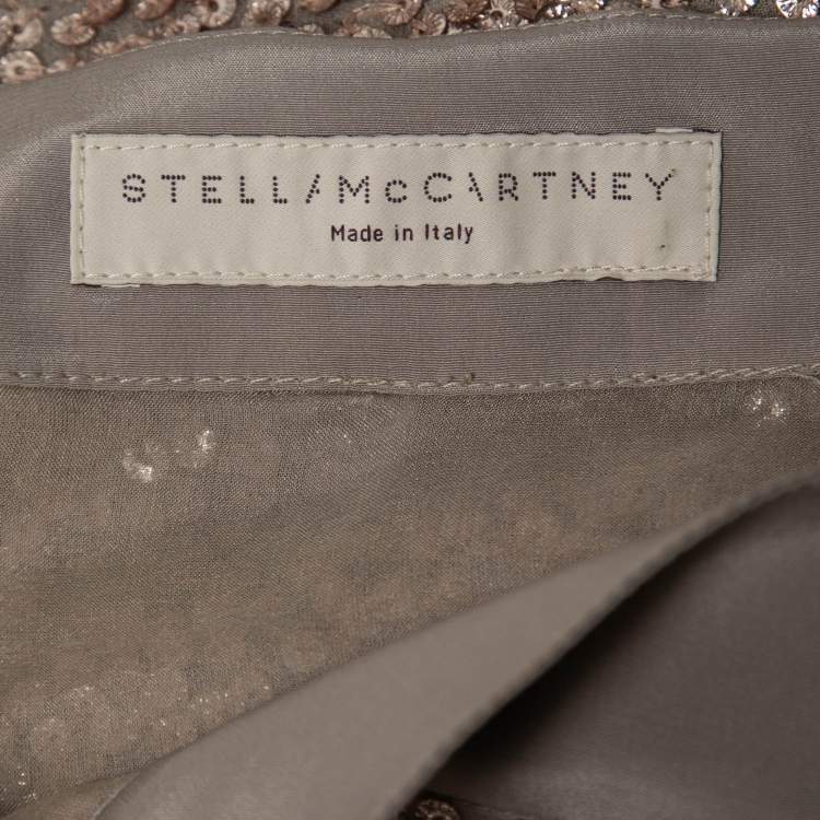 Pre Owned Stella McCartney Grey Sequin-Embellished Silk Mini Dress S