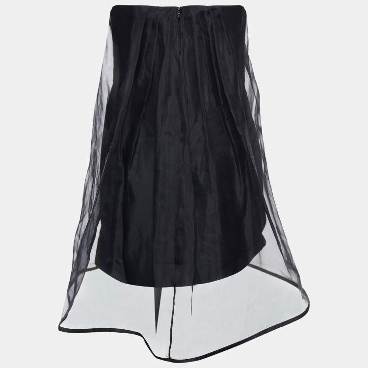 Pre Owned Stella McCartney Black Cotton & Silk Overlay Strapless Mini Dress M