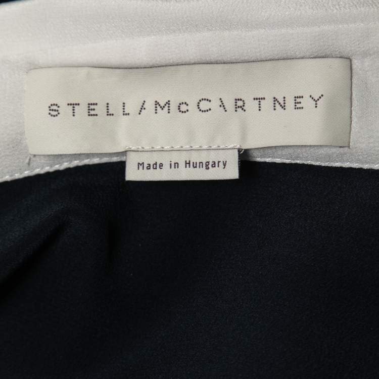 Pre Owned Stella McCartney Blue/ Black Silk Patch Shirt M