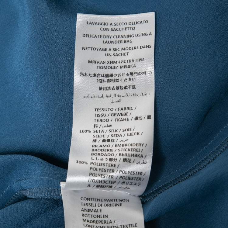 Pre Owned Stella McCartney Blue/ Black Silk Patch Shirt M
