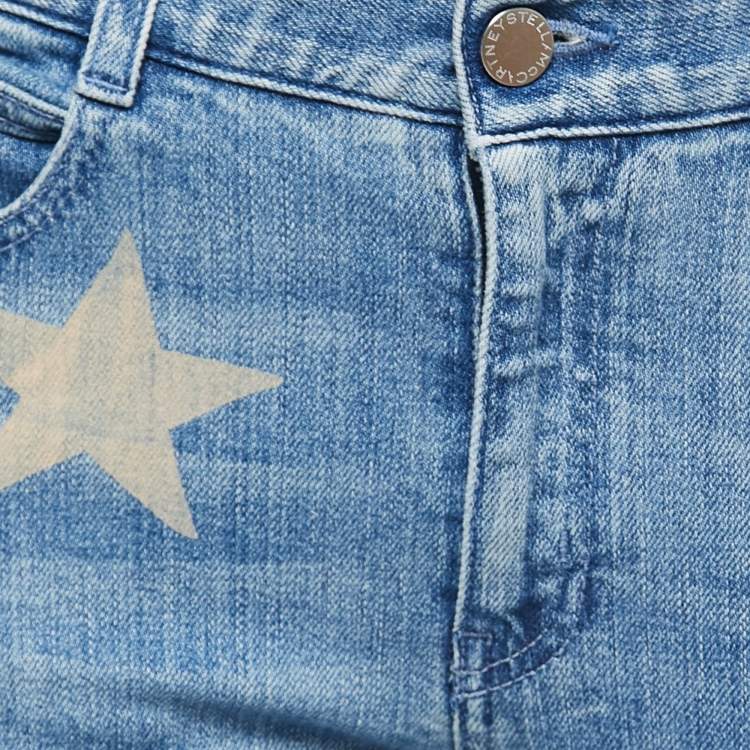 مملوكة مسبقًا Stella McCartney Blue Star Printed Denim Jeans S Waist 26"