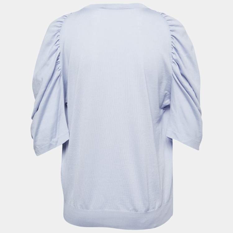 Pre Owned Stella McCartney Lavender Wool & Silk Knit Ruched Sleeve Jumper S