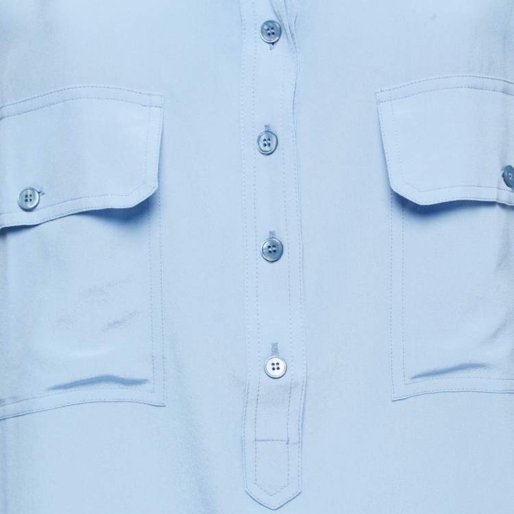 Pre Owned Stella McCartney Blue Silk Estelle Long Sleeve Blouse M