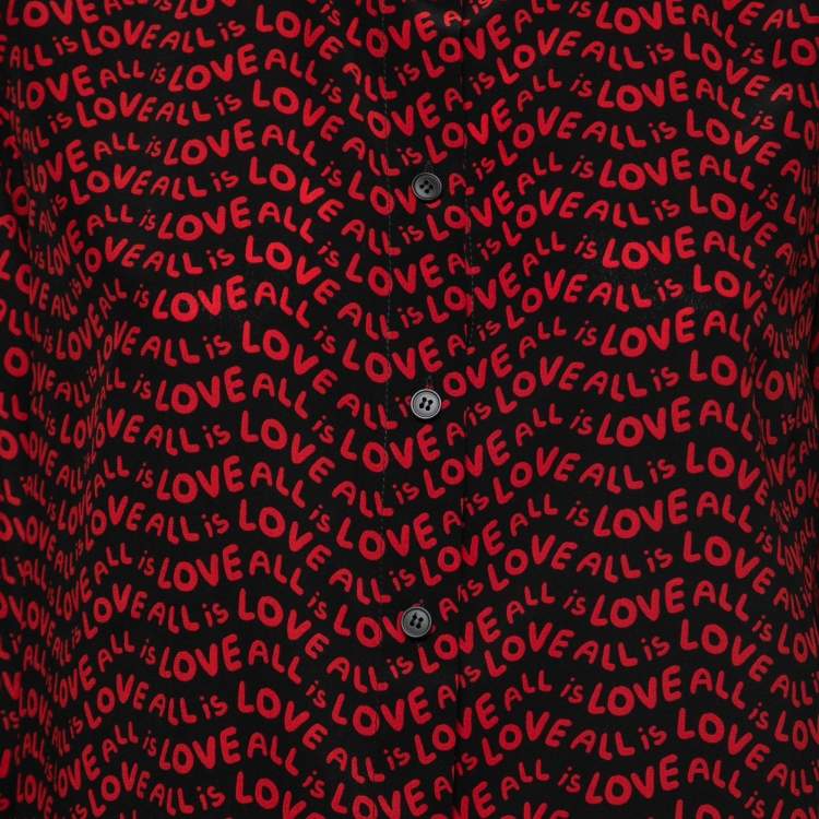 Pre Owned Stella McCartney Black All Is Love Printed Silk Shirt M
