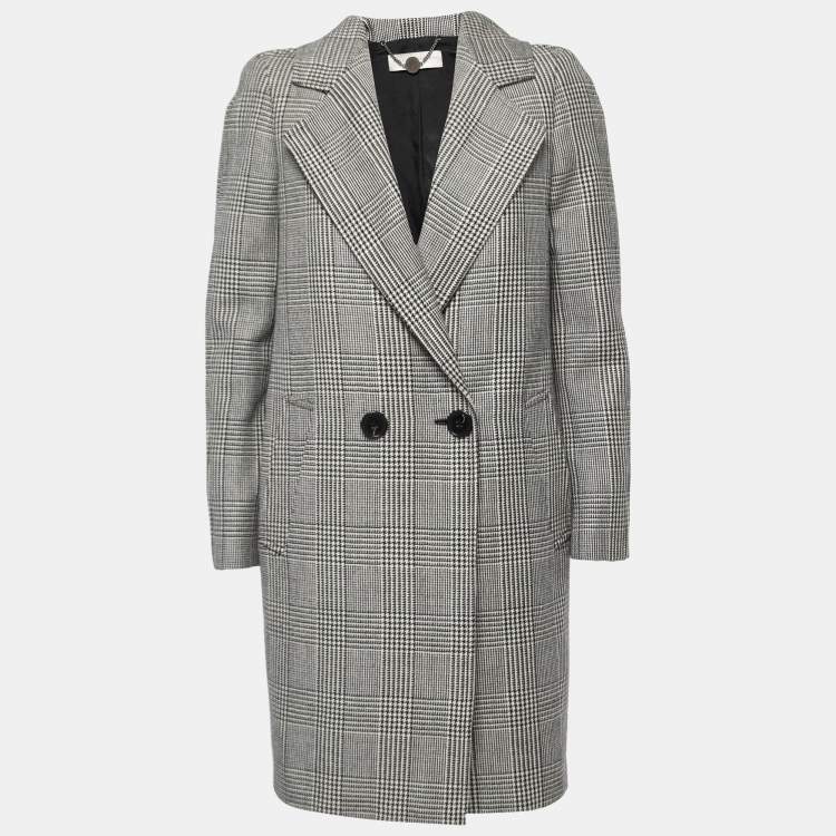 Pre Owned Stella McCartney Black/White Prince of Wales Checked Wool Coat S