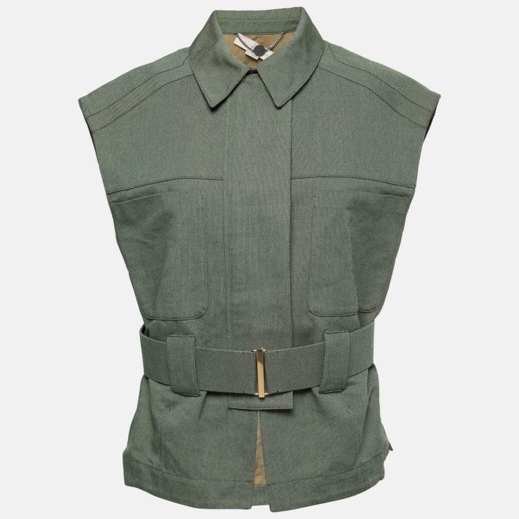 Pre Owned Stella McCartney Green Canvas Belted Vest S