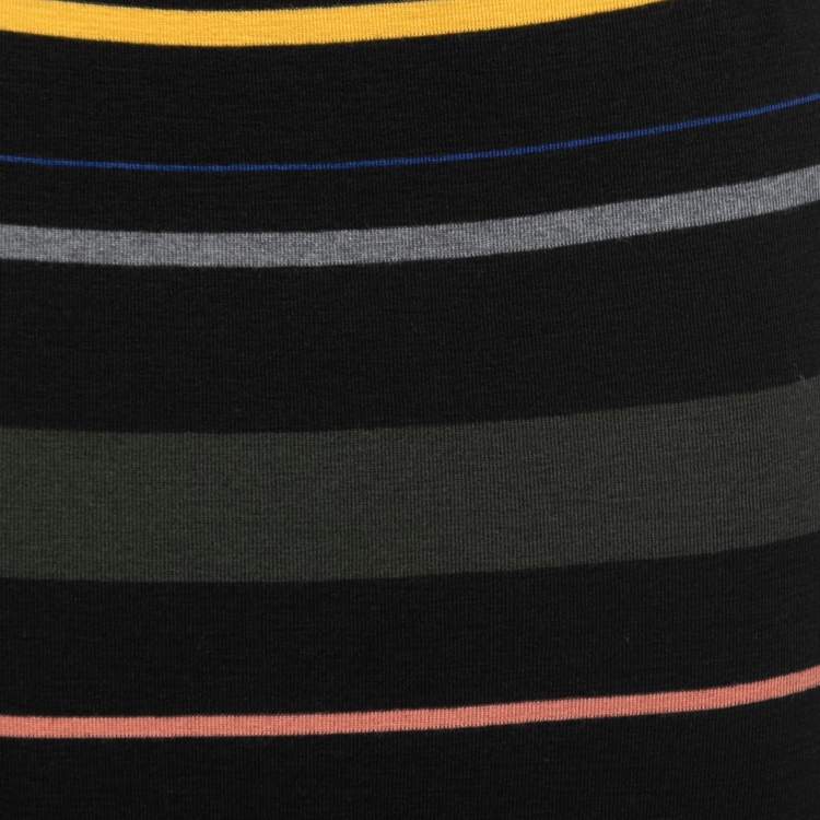 Pre Owned Stella McCartney Black Multicolor Striped Wool Knit Midi Skirt L