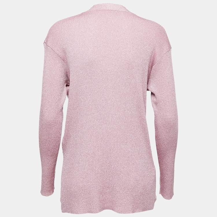 Pre Owned Stella McCartney Pink Lurex Knit Button Front Cardigan S
