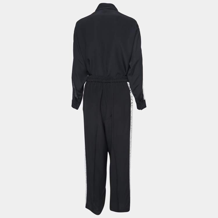 Pre Owned Stella McCartney Black Silk Lace Trim Pant & Top Set XS/M