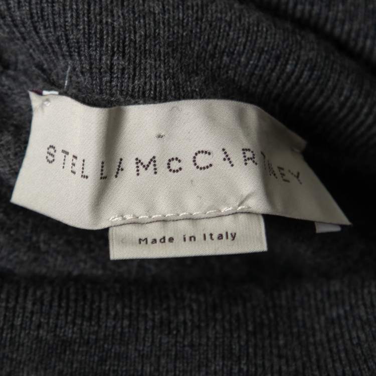 Pre Owned Stella McCartney Grey Wool High Neck Ruffled Sweater Dress S