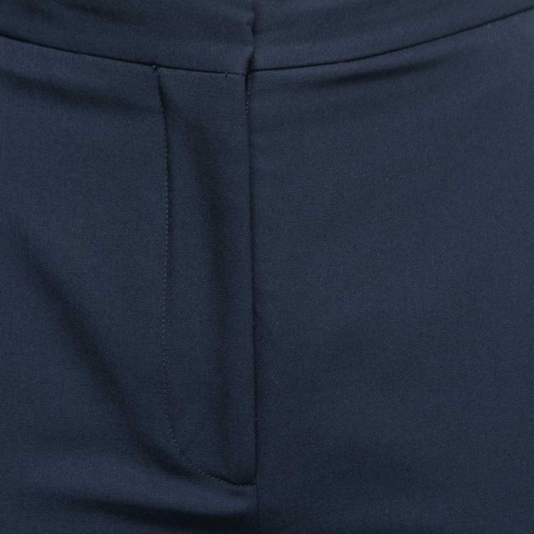 Pre Owned Stella McCartney Navy Blue Crepe Wool Side Stripe Detail Trousers S