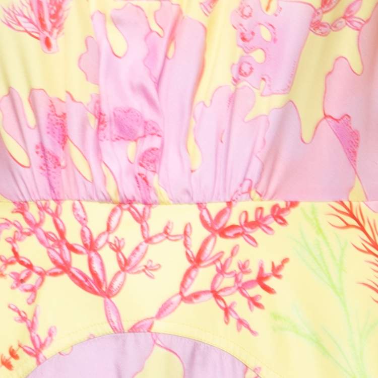 Pre Owned Stella McCartney Pink Coral Print Silk Midi Dress S