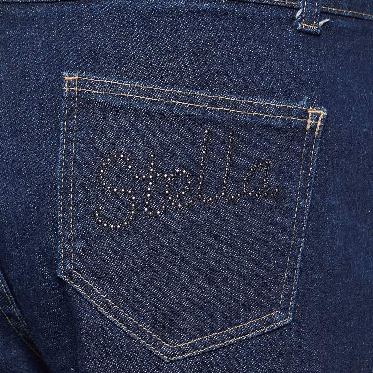 Pre Owned Stella McCartney Navy Blue Denim Studded Detail Jeans L