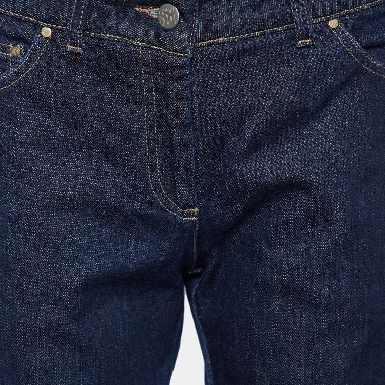 Pre Owned Stella McCartney Navy Blue Denim Studded Detail Jeans L