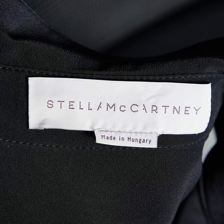 Pre Owned Stella McCartney Black Silk Contrast Detail Button Front Shirt S
