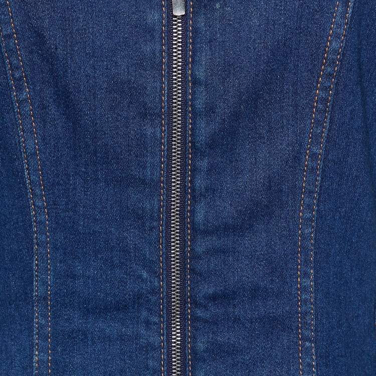 Pre Owned Stella McCartney Navy Blue Denim Zip Front Mini Dress S