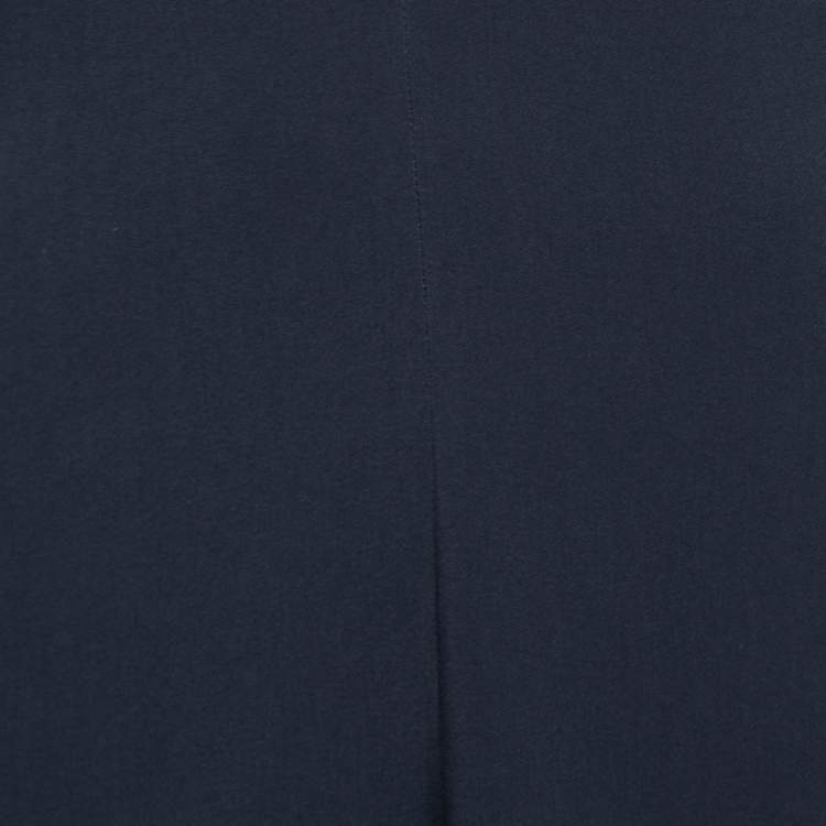 Pre Owned Stella McCartney Navy Blue/Burgundy Crepe Tie-Up Detail Long Dress S