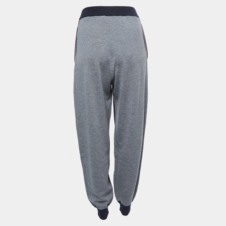 مملوكة مسبقًا Stella McCartney Navy Blue/Grey Wool Knit Jogger Pants S
