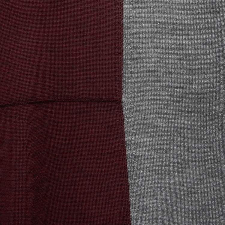 Pre Owned Stella McCartney Grey/Burgundy Wool Knit Jumper S