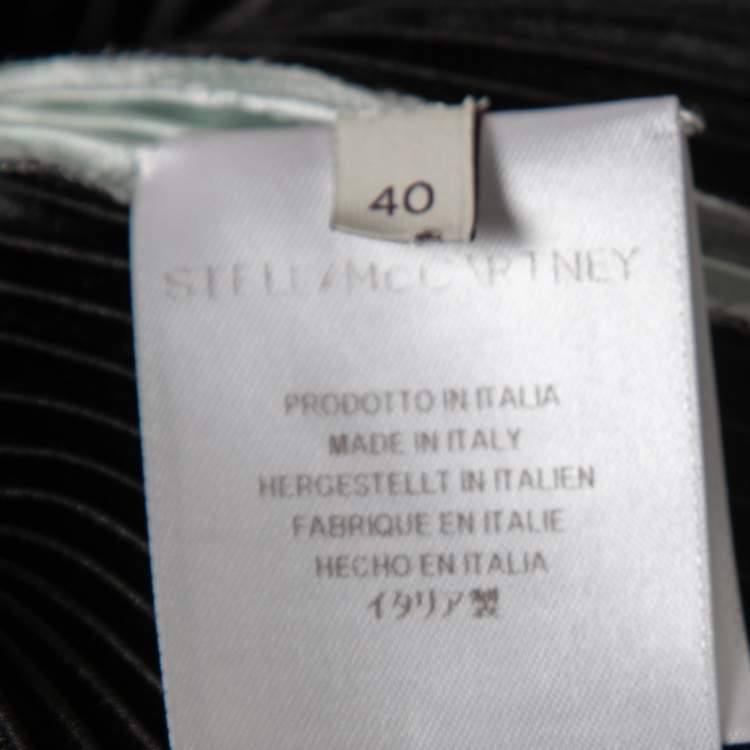 Pre Owned Stella McCartney Black/Mint Blue Color Block Plisse Satin Midi Dress S