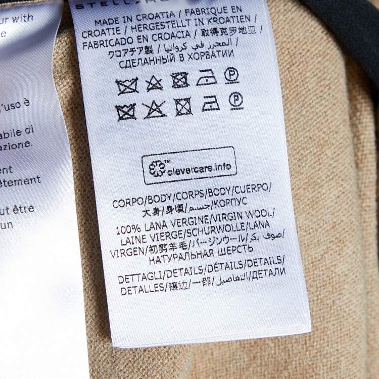 Pre Owned Stella McCartney Beige Wool Logo Detail Button Front Cardigan M