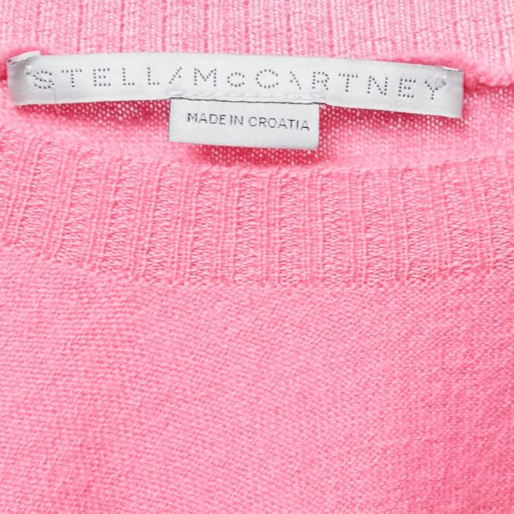 Pre Owned Stella McCartney Pink Wool Knit Lace & Silk Trimmed Sweater M