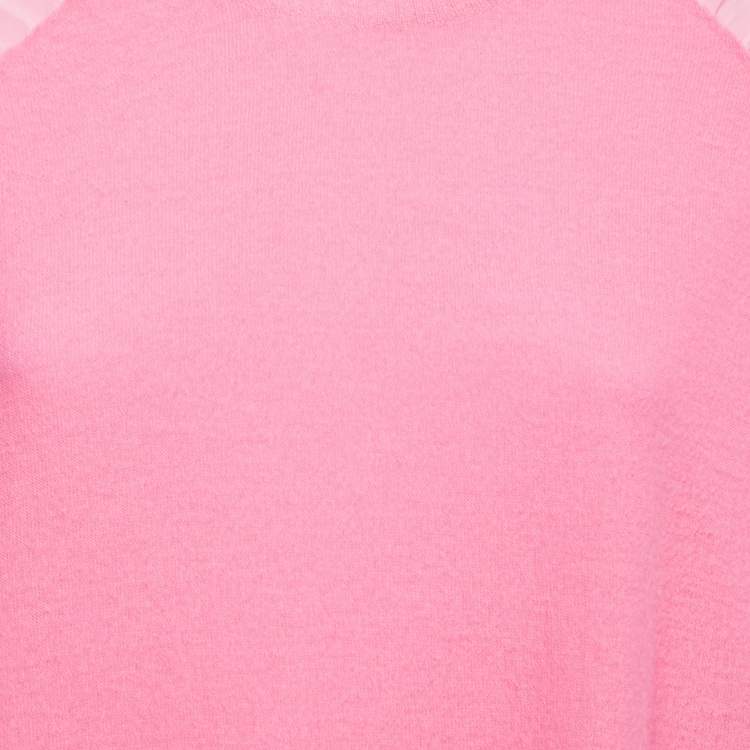 Pre Owned Stella McCartney Pink Wool Knit Lace & Silk Trimmed Sweater M