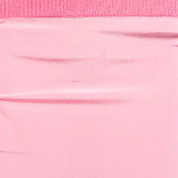 Pre Owned Stella McCartney Pink Knit & Silk Lace Trimmed Midi Skirt XS