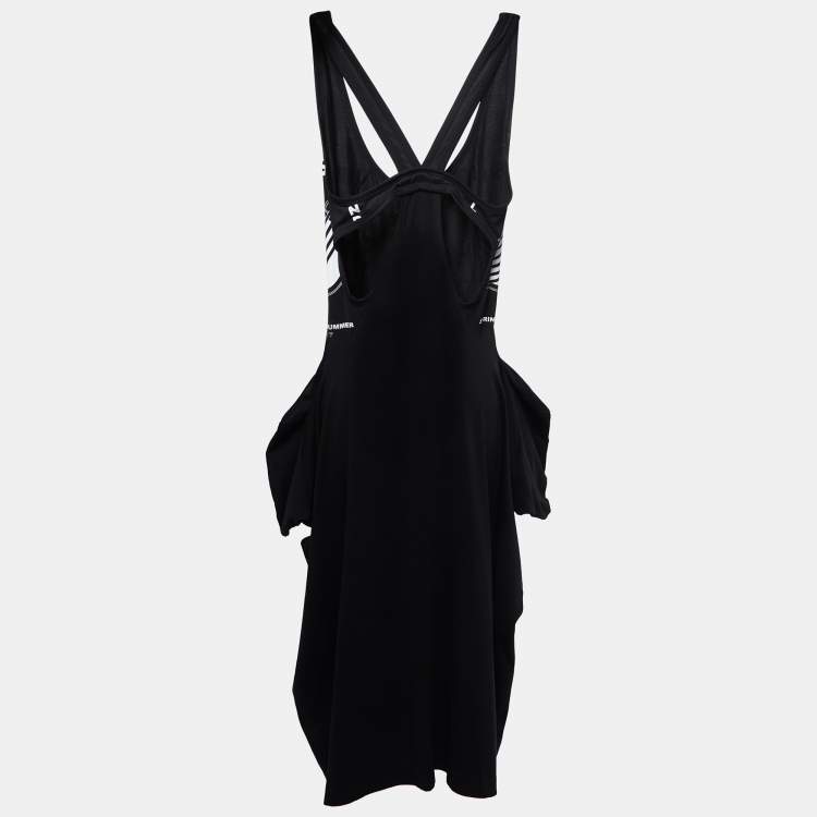 Pre Owned Stella McCartney Black Printed Cotton Jersey Olwen Cutout Sleeveless Dress M