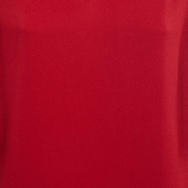 Pre Owned Stella McCartney Red Crepe Gathered Shoulder Shift Dress S