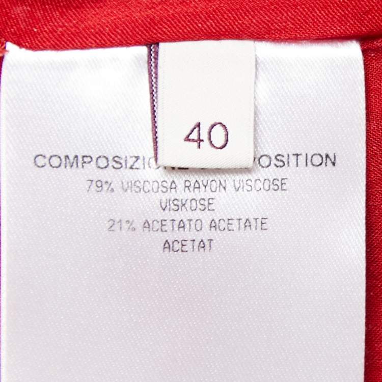 Pre Owned Stella McCartney Red Crepe Gathered Shoulder Shift Dress S