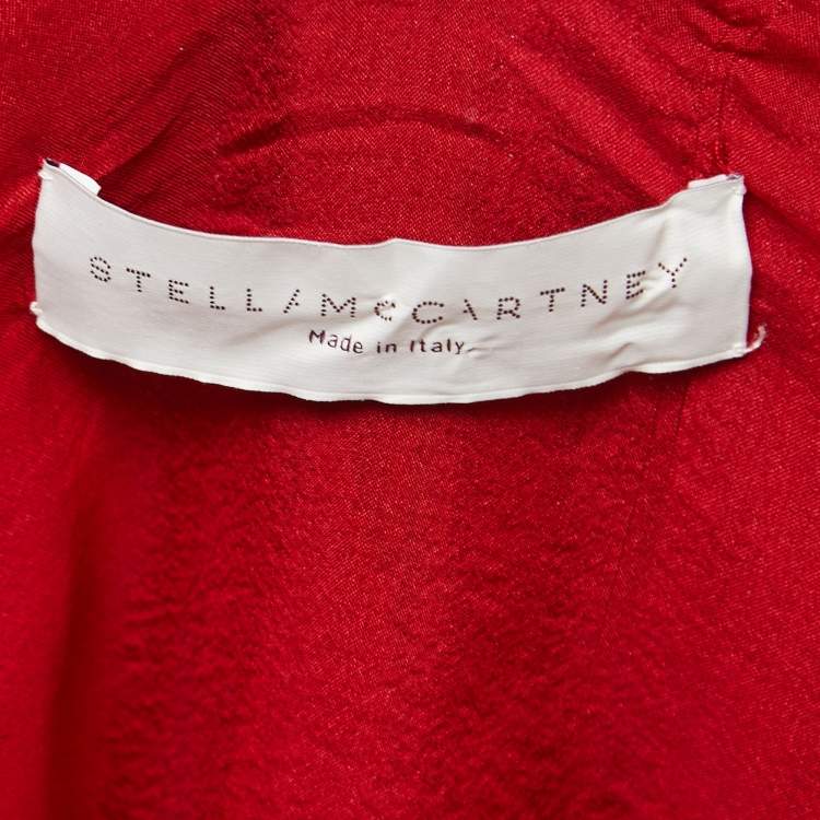 Pre Owned Stella McCartney Red Crepe Gathered Shoulder Shift Dress S