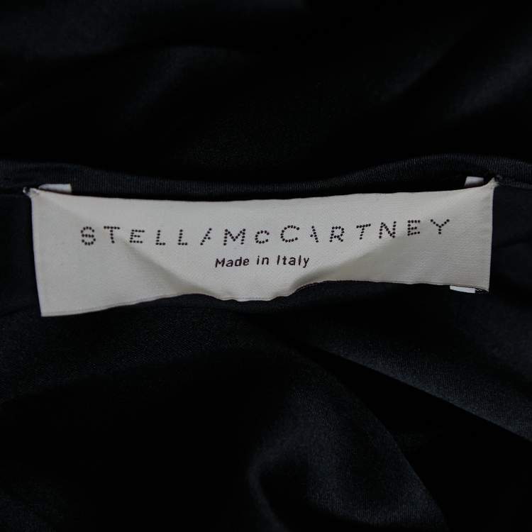 Pre Owned Stella McCartney Black Silk Satin Button Front Long Sleeve Blouse S