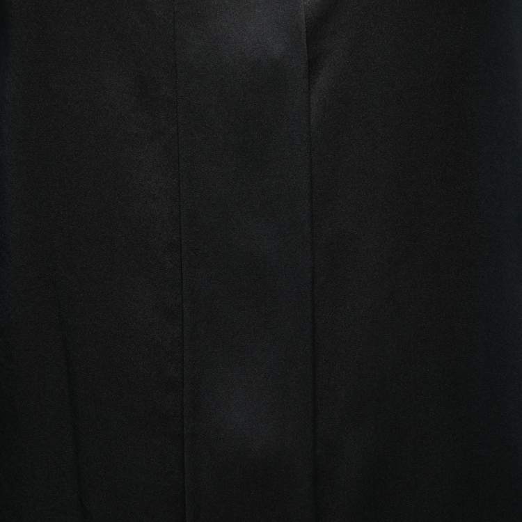 Pre Owned Stella McCartney Black Silk Satin Button Front Long Sleeve Blouse S