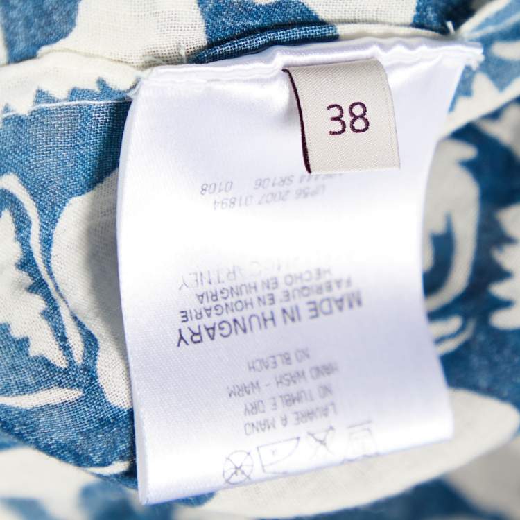 Pre Owned Stella McCartney Blue & White Printed Cotton Oversized Jumpsuit S