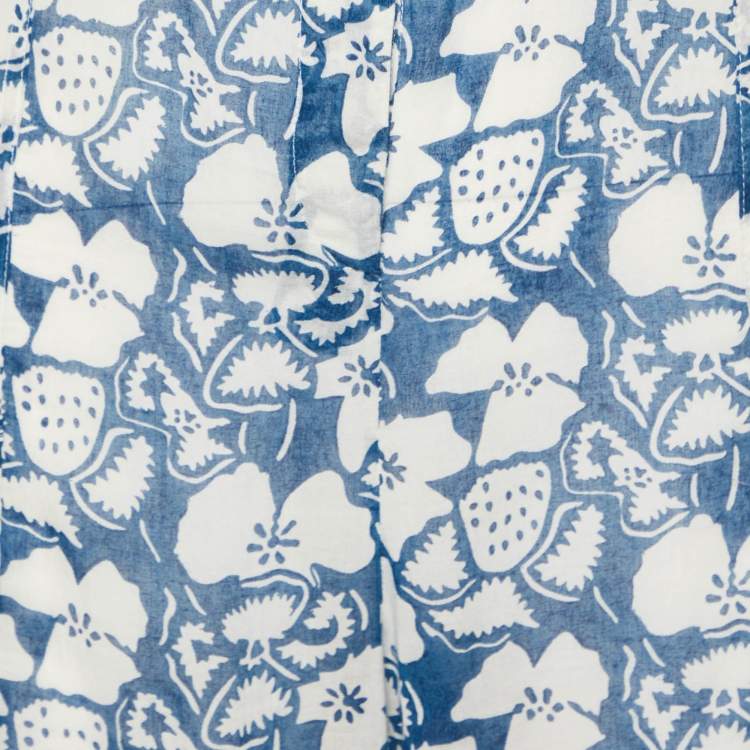 Pre Owned Stella McCartney Blue & White Printed Cotton Oversized Jumpsuit S