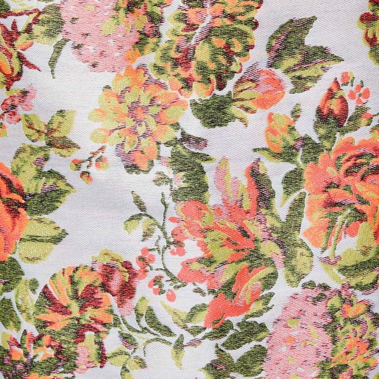 Pre Owned Stella McCartney Multicolor Silk Floral Jacquard Knee Length Skirt M