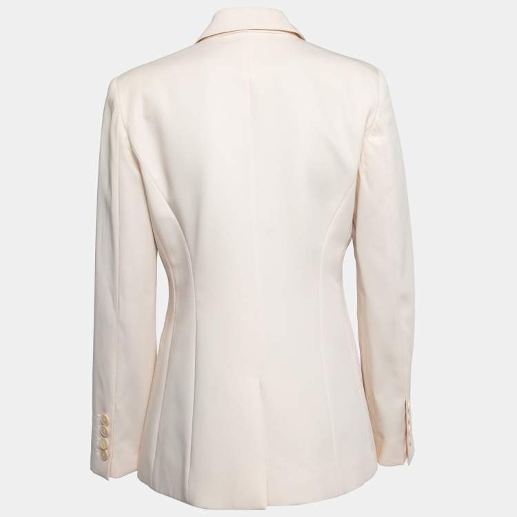 Pre Owned Stella McCartney Cream Wool Double-Breasted Blazer M