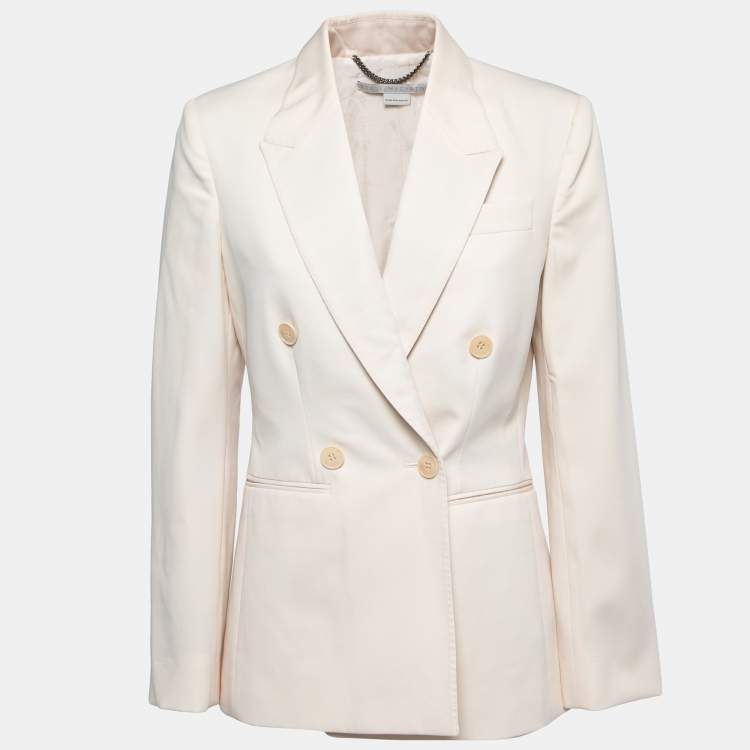 Pre Owned Stella McCartney Cream Wool Double-Breasted Blazer M