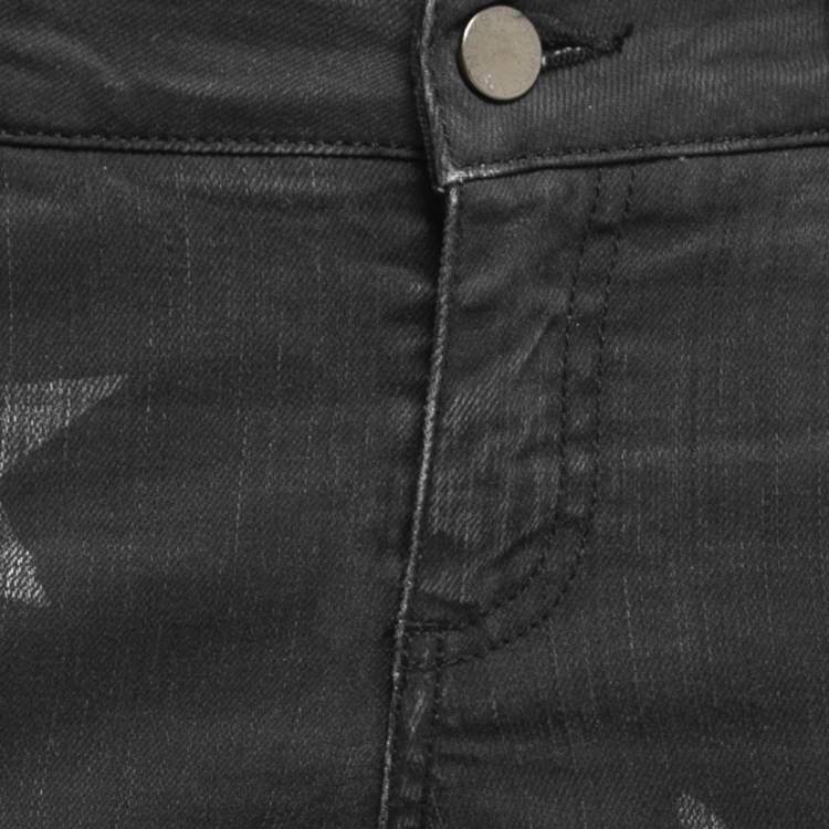 Pre Owned Stella McCartney Grey Star Print Denim Skinny Jeans M Waist 27"