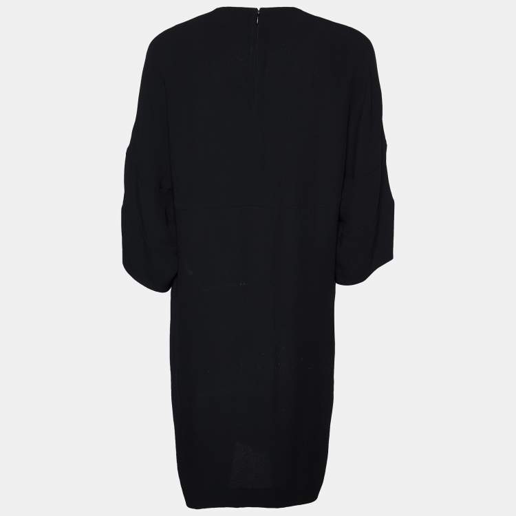 Pre Owned Stella McCartney Black Faces Embroidered Crepe Shift Dress S
