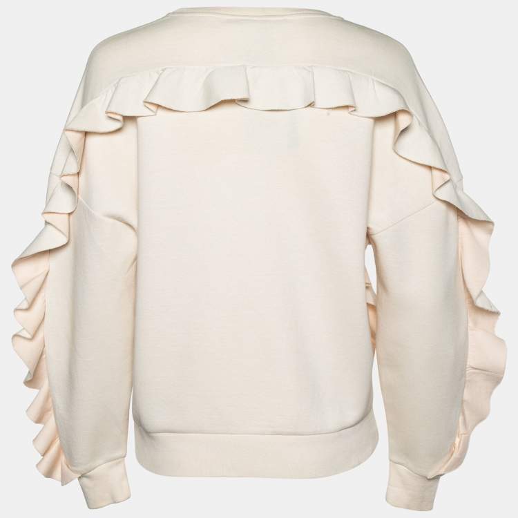 Pre Owned Stella McCartney Cream Cotton Knit Flounce trim Sweatshirt S