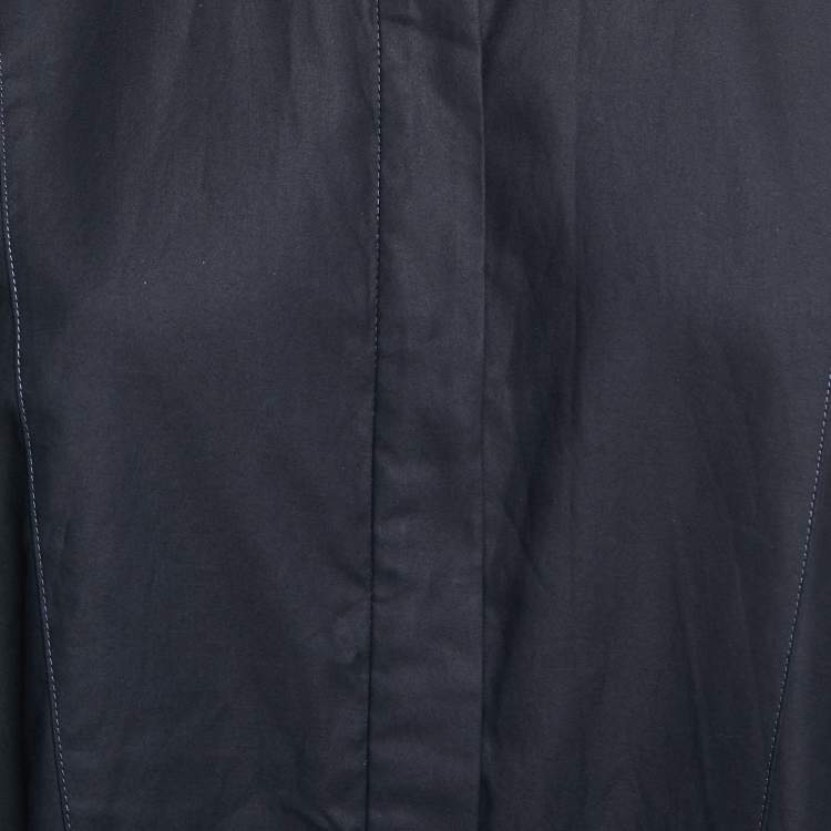 Pre Owned Stella McCartney Navy Blue Printed Silk High-Low Shirt S