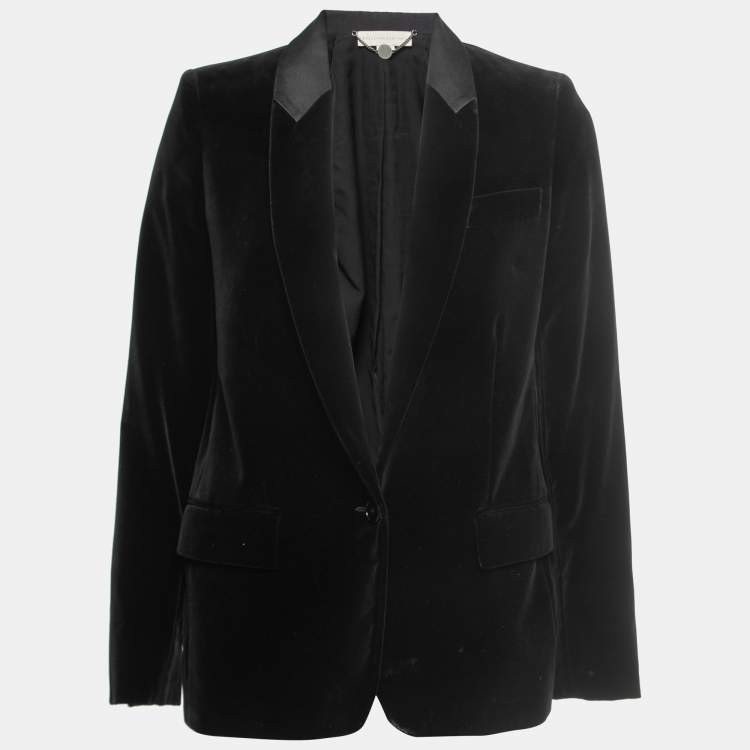 Stella McCartney Black Velvet Single Button Blazer S Stella