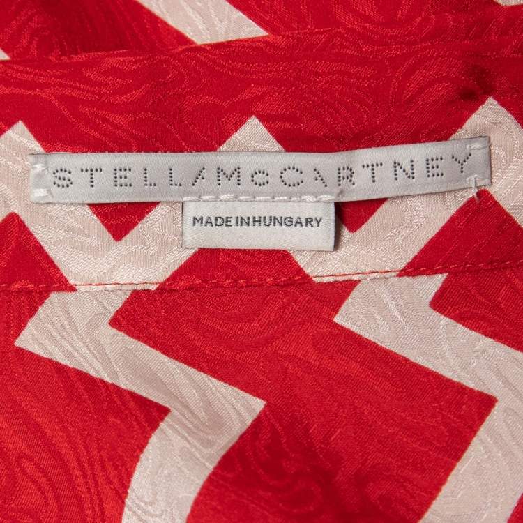 Pre Owned Stella McCartney Red Mix Contrast Printed Silk Shirt M